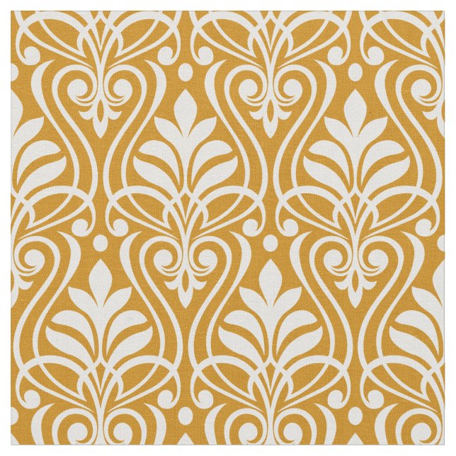 Tecido Art Deco Pattern 01 - Branco no Deco Dourado 2 (Detalhe)