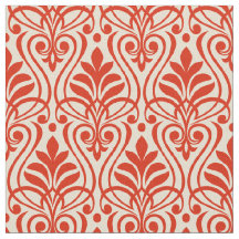 Art Deco Pattern 01 - Dali's Red on Off-White