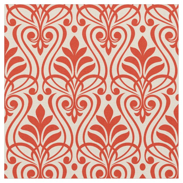 Tecido Art Deco Pattern 01 - Dali's Red on Off-White (Detalhe)