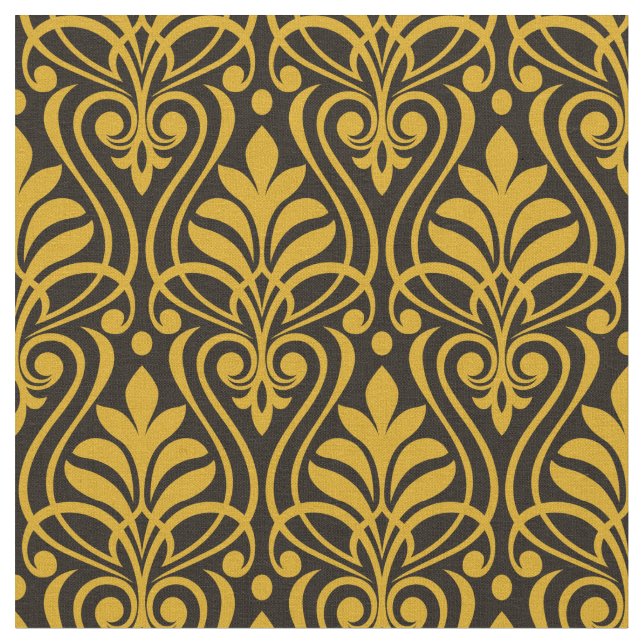 Tecido Art Deco Pattern 01 - Deco Dourado 2 em preto (Detalhe)