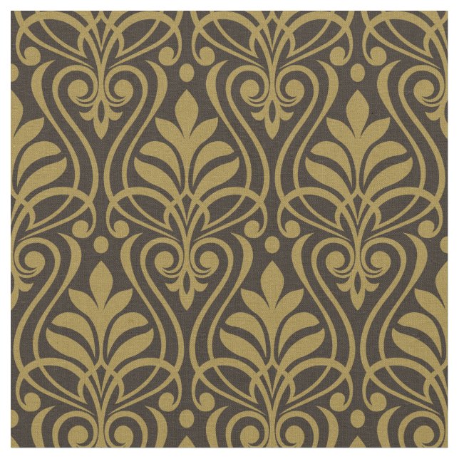 Tecido Art Deco Pattern 01 - Deco Dourado no Deco Black (Detalhe)