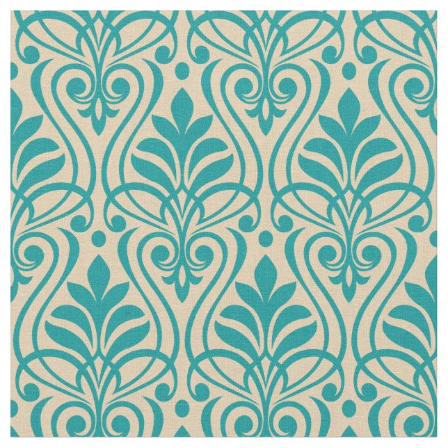 Tecido Art Deco Pattern 01 - Teal on Off-White (Detalhe)