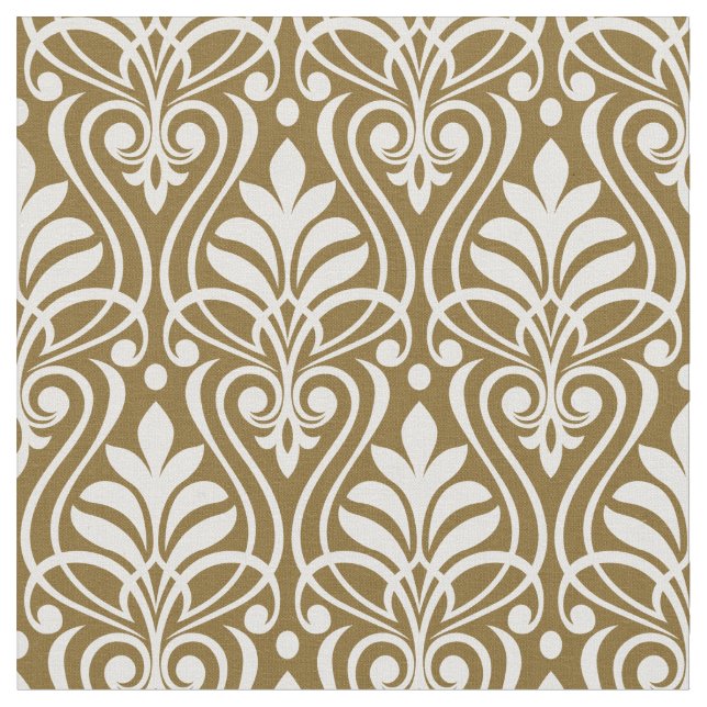 Tecido Art Deco Pattern 01 - White on Dourado Fusion (Detalhe)