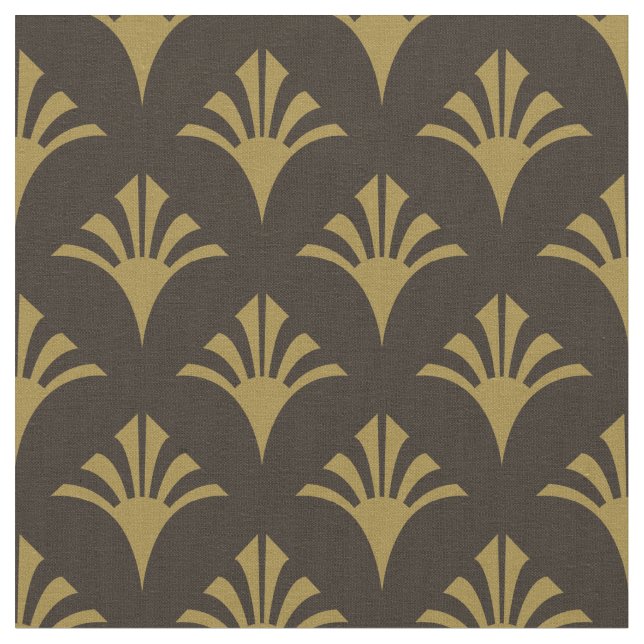 Tecido Art Deco Pattern 02 - Deco Dourado no Deco Black (Detalhe)