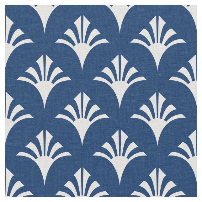 Tecido Art Deco Pattern 02 - White on Dark Azure (Detalhe)