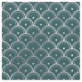 Tecido Art Deco Teal Silver Scaling Pontos