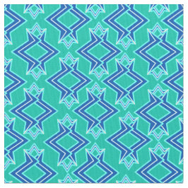 Tecido Art Deco Wallpaper Padrão, Turquesa e Cobalto