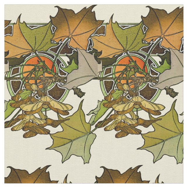 Tecido Art Nouveau Alphonse Mucha Maple Deixa Padrão (Detalhe)