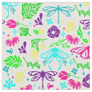 Tecido art nouveau borboleta libélula floral antigo