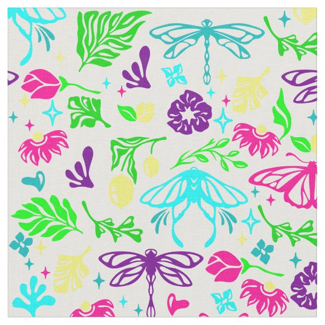 Tecido art nouveau borboleta libélula floral antigo (Detalhe)