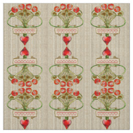 Tecido Art Nouveau Brooch Rosa e Heart