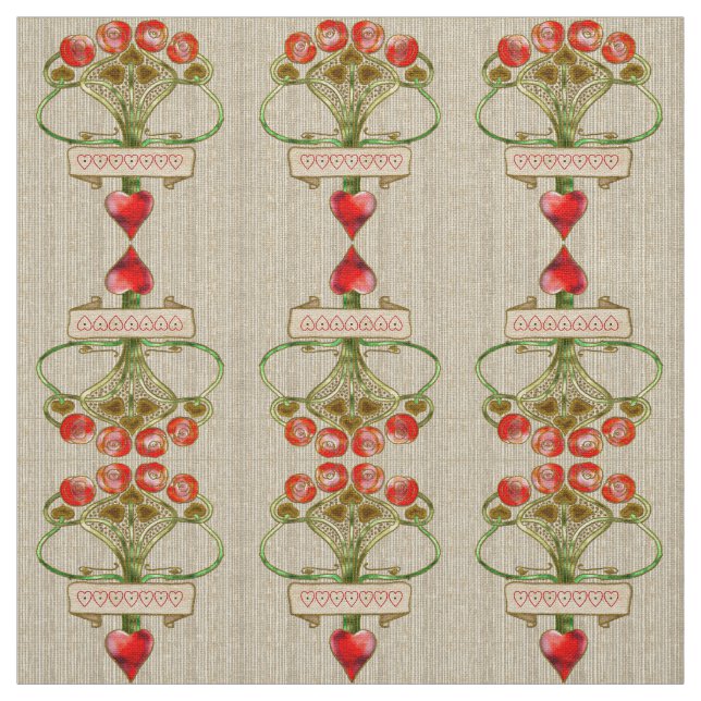 Tecido Art Nouveau Brooch Rosa e Heart (Modelo)