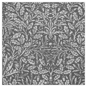 Tecido Art Nouveau Floral Damask, Cinza de Prata / Cinza