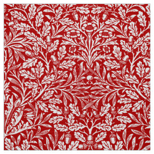 Tecido Art Nouveau Floral Damask, Deep Red and White