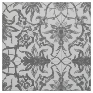 Tecido Art Nouveau Padrão Chinês - Cinzas de Prata