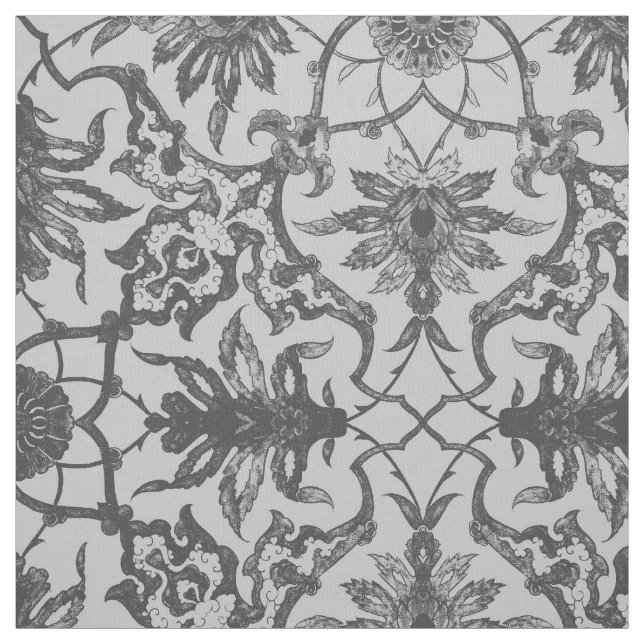 Tecido Art Nouveau Padrão Chinês - Cinzas de Prata (Modelo)