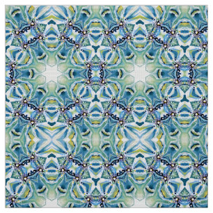 Tecido Artdeco Azul Persa Verde Sage em Cores Aquarelas