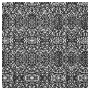 Tecido Arte Abstrata Acrílica Preto e Branco Nightingale