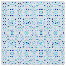 Tecido Arte Abstrata em Guache Azul e Branco Firebrand