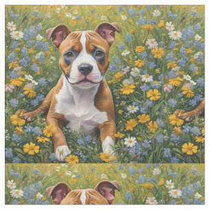 Tecido Arte Acrílica de Filhote de Staffordshire Bull Ter