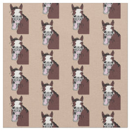 Tecido Arte Animal Engraçada Com Cartoon Rindo Cavalo