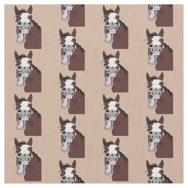 Tecido Arte Animal Engraçada Com Cartoon Rindo Cavalo (Detalhe)