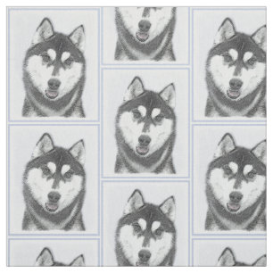 Tecido Arte de Cachorro Siberiana (Preta e Branca)