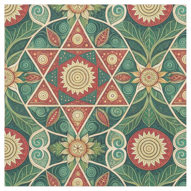 Tecido Arte de Design de Mandala Floral Geométrico Sagrad (Detalhe)
