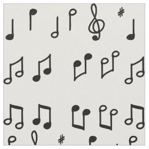Tecido Arte de linha Black Musical Notes