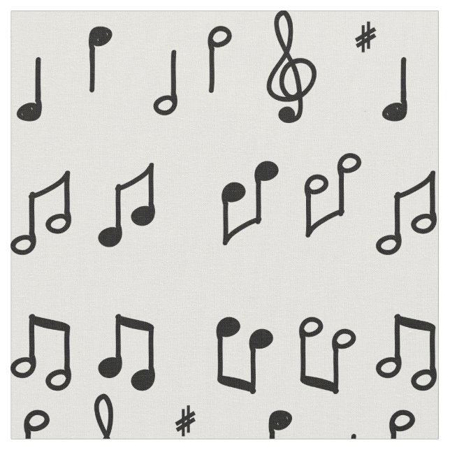 Tecido Arte de linha Black Musical Notes (Detalhe)