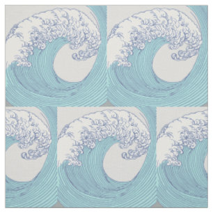 Tecido Arte de onda de surf Ukiyo-e japonês vintage Costa