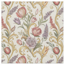Tecido Arte de padrão de rolagem floral francês vintage o