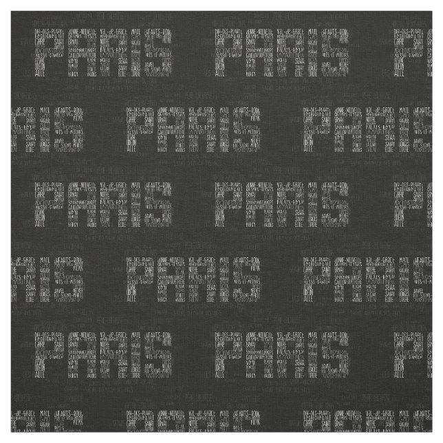 Tecido Arte de Palavras Tipográficas do Paris Quarters (Modelo)