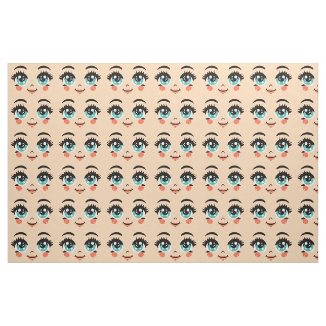 Tecido Arte de rosto feliz de boneca de desenho animado a (Fat Quarter)