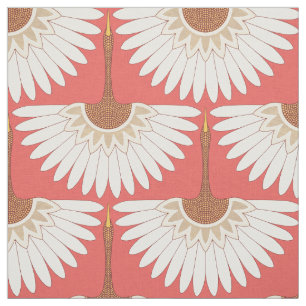 Tecido arte deco cranes coral