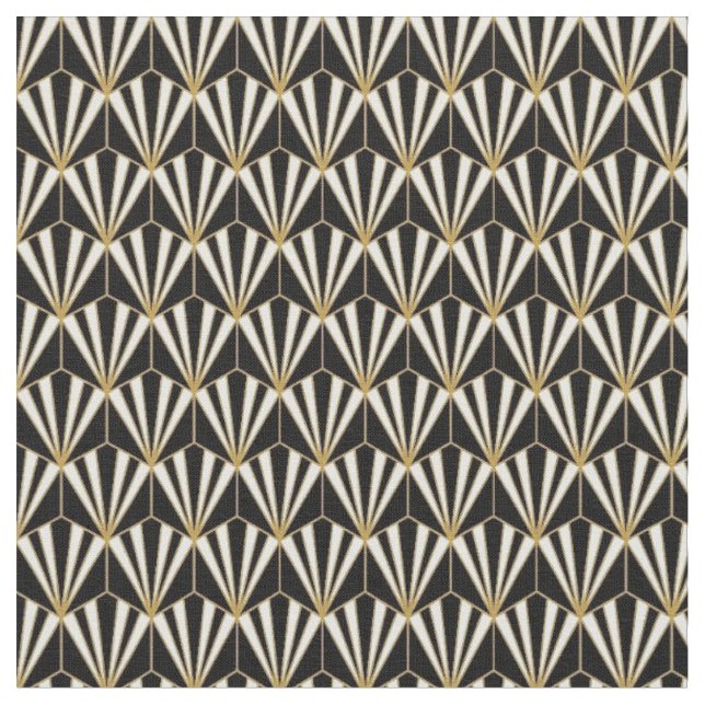 Tecido - Arte Deco Preto Branco Dourado (Detalhe)