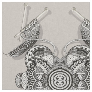 Tecido Arte do Doodle do paraíso dos Knitters