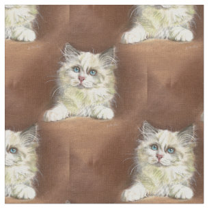 Tecido Arte do gatinho da boneca de pano