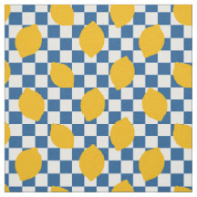 Arte Folclórica Limão em Xadrez em Dourado e Azul
