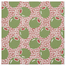 Arte Folclórica Olive Greek Key - Verde & Burgundy