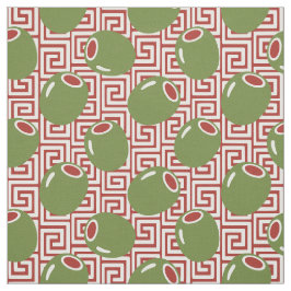 Tecido Arte Folclórica Olive Greek Key - Verde & Burgundy