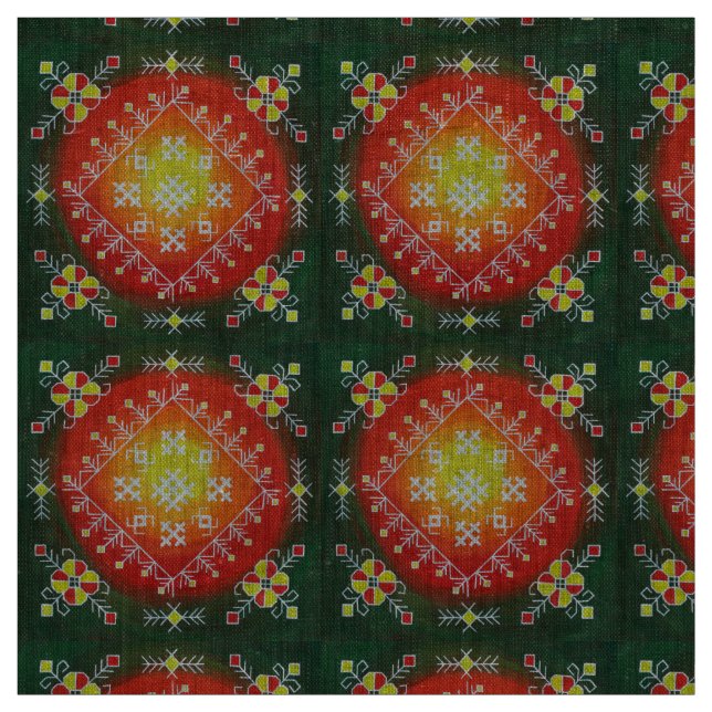 Tecido Arte folclórica tradicional letã com pintura de sí (Modelo)