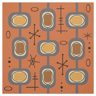 Tecido Arte Geométrica da Idade do Espaço Laranja Queimad