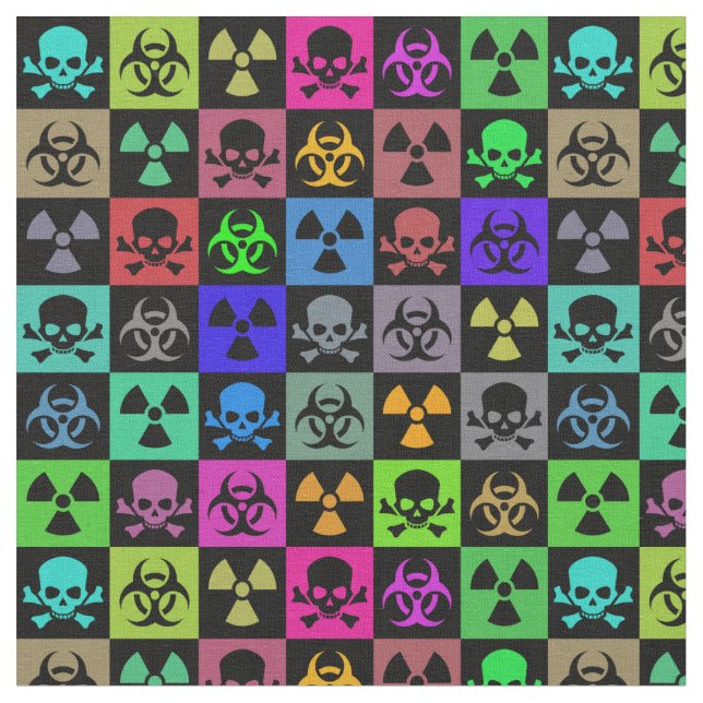 Tecido Arte gótico punk Toxic Skulls (Detalhe)