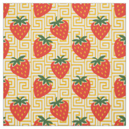 Tecido Arte Popular Morango Chave Grega em Vermelho e Dou