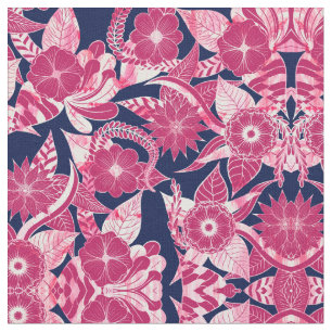 Tecido Artsy Modern Fuschia Marinho Acrílicas Folhas