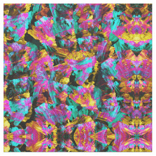 Tecido Artsy Modern Neon Colors Black Abstrato Paint Art