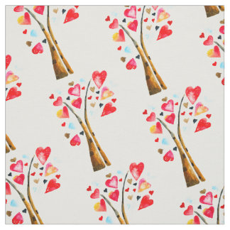 Tecido Árvore de corações valentines caprichosos