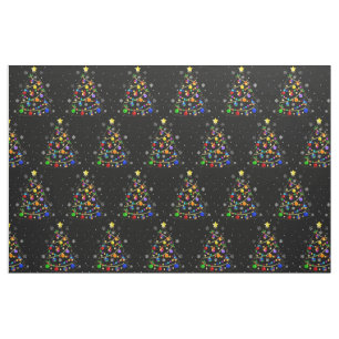 Tecido Árvore de Natal Autismo Colorida