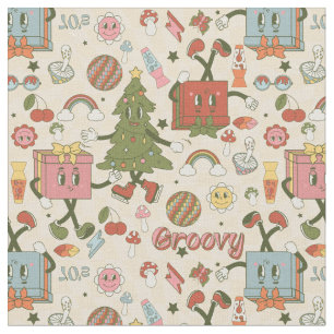 Tecido árvore de natal da vintage groovy disco